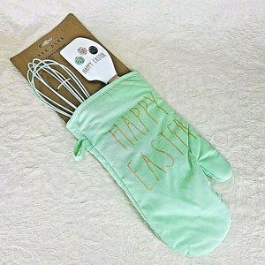 Easter Baking Mitt Spatula Whisk 3 Piece Green Eggs Bake Green Mint Gold New